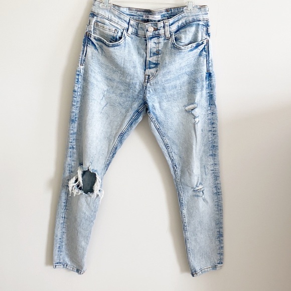 Zara Denim - Zara distressed acid wash skinny jeans